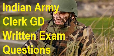 Indian Army Clerk GD Written Exam Important Questions